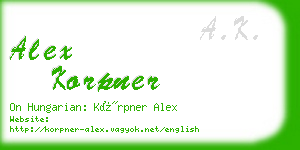 alex korpner business card